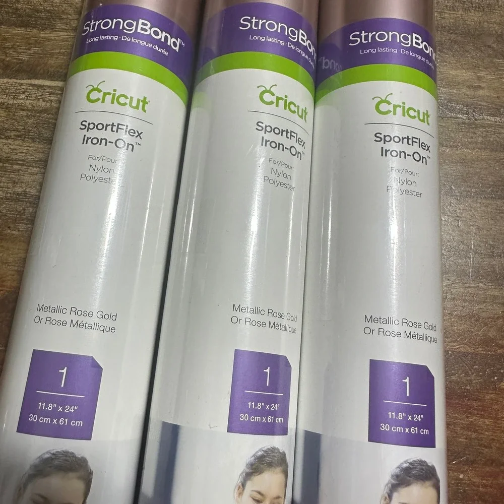 3 Pack Cricut SportFlex Iron-On Metallic Rose Gold Vinyl 11.8x24 StrongBond